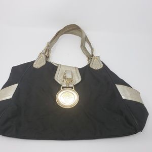 Authentic Vintage Versace Black Gold Leather Nylon